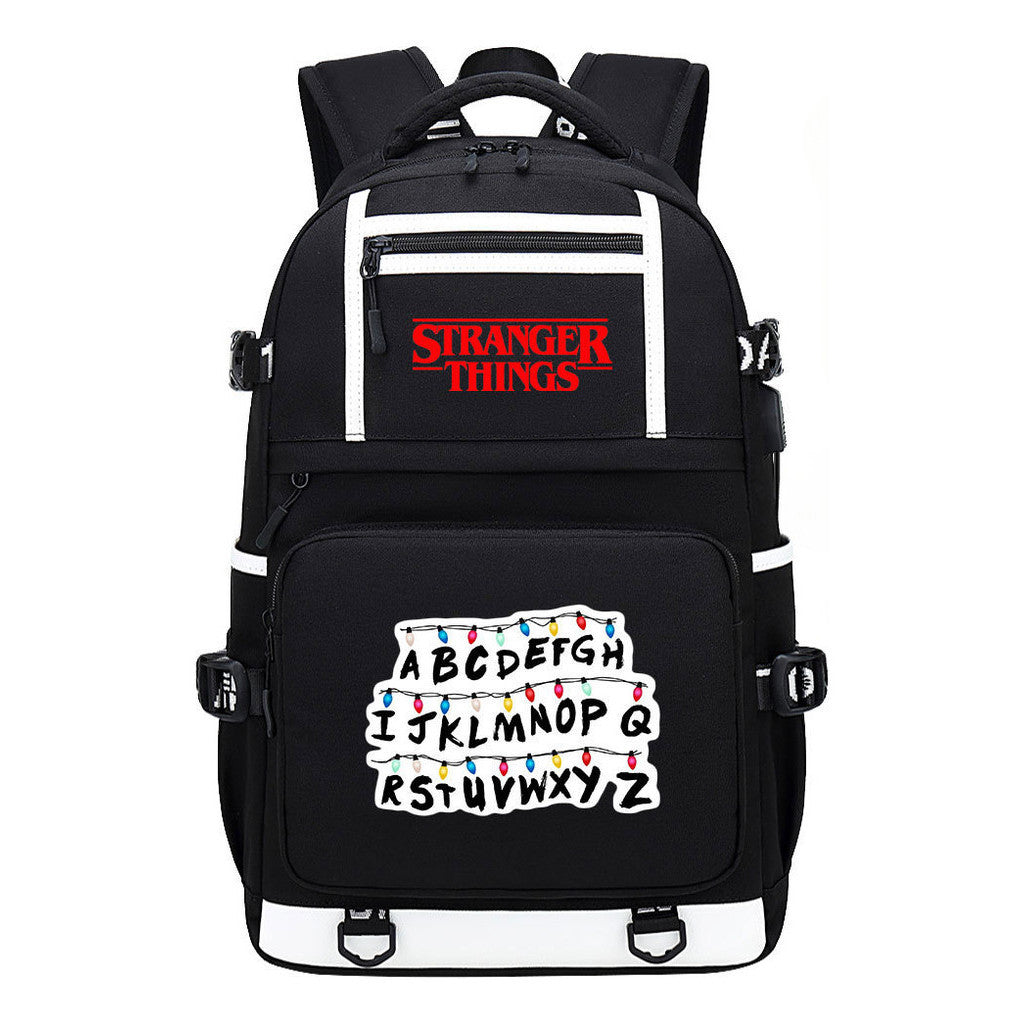 Strange Story Printed Usb Youth Student Backpack For Men And Women's Leisure Travel Backpack