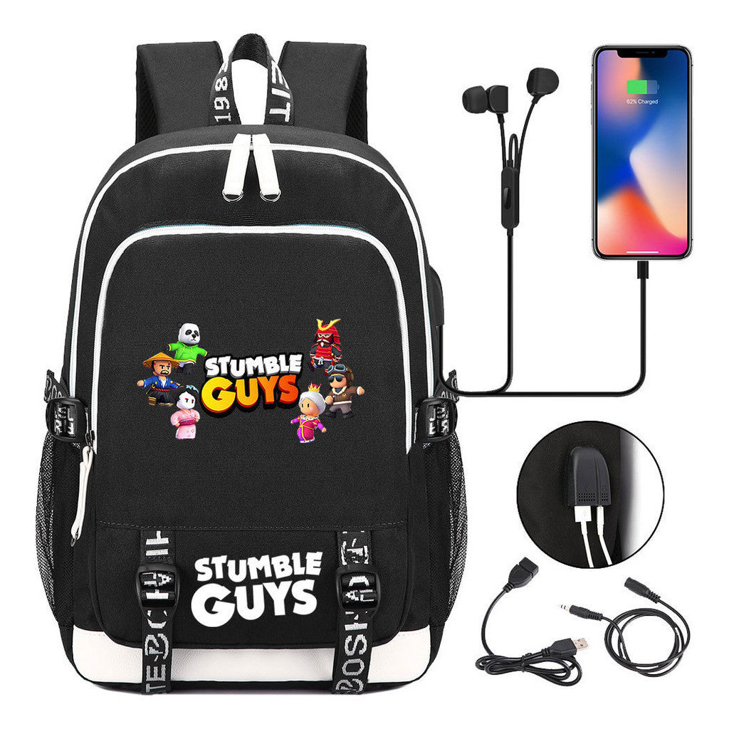 Printed Student Backpack Usb Men's And Women's Leisure Backpack