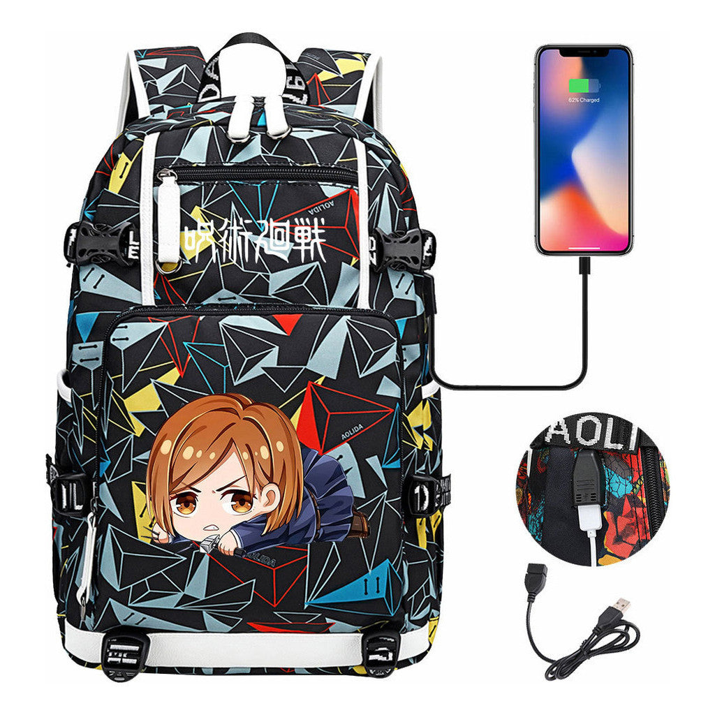 Printed Usb Youth Student Backpack For Men And Women's Leisure Large Capacity Travel Backpack