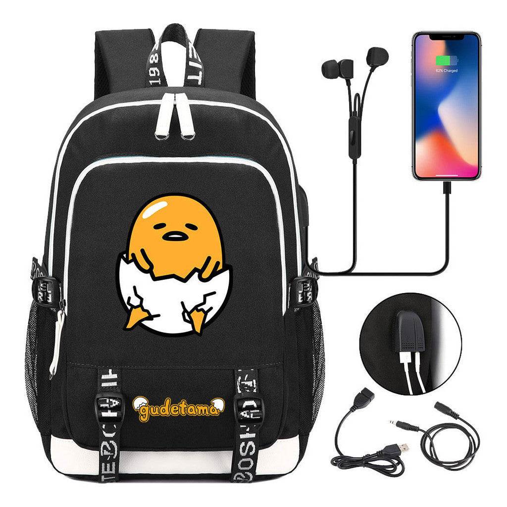 Comic Egg Yolk Lazy Egg Teenage Student Backpack Usb Boys And Girls Casual Backpack