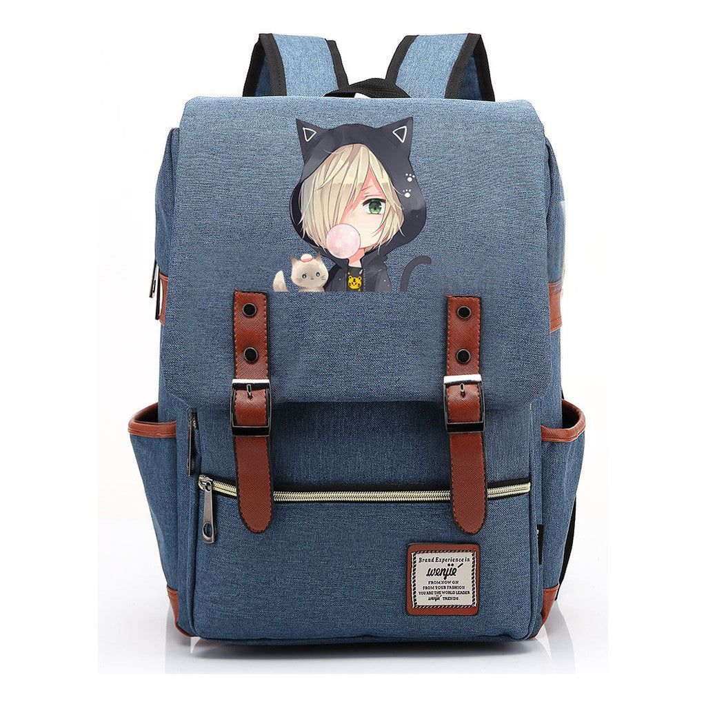 Yuri On The Ice Student Backpack, Men's And Women's Leisure Belt Buckle Backpack