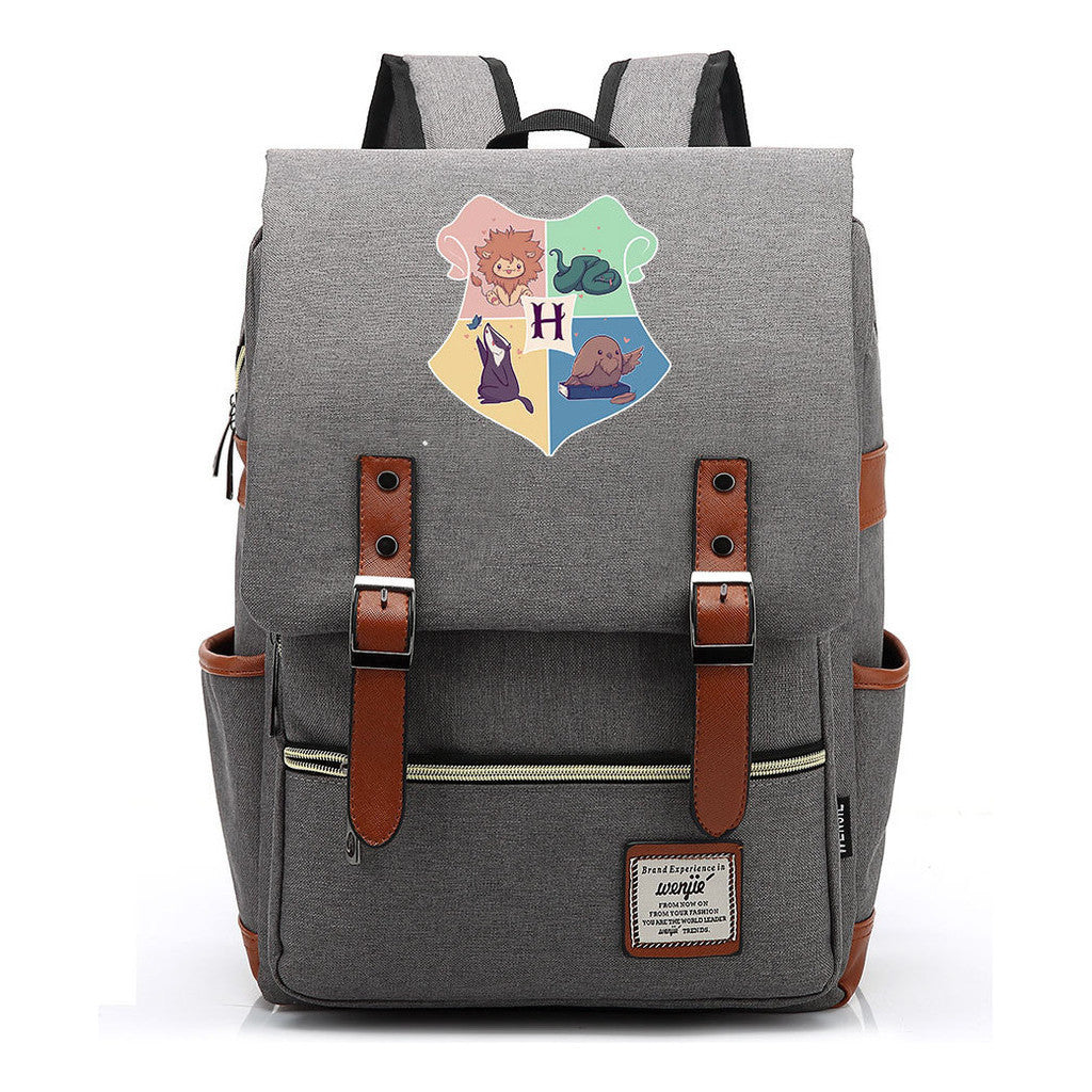 School Of Magic Printed Schoolbags For Young Students, Casual Belt Buckles And Classic Backpacks