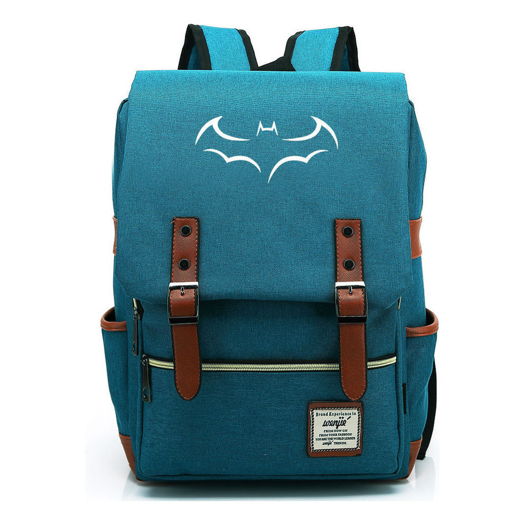 Superhero Batman Print Youth Student Backpack Casual Belt Buckle Classic Backpack