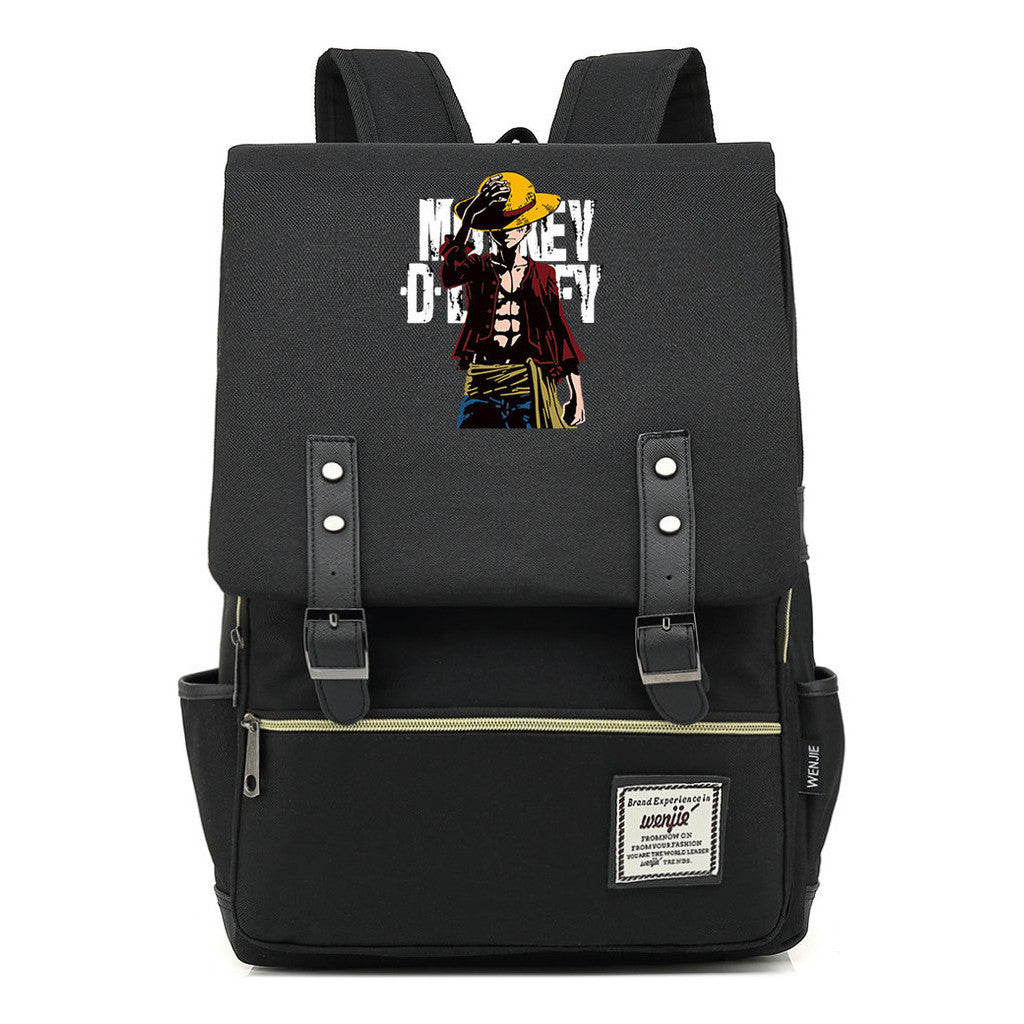 Anime Pirate King Luffy Printed Student Backpack For Men And Women With Casual Belt Buckle Classic Backpack