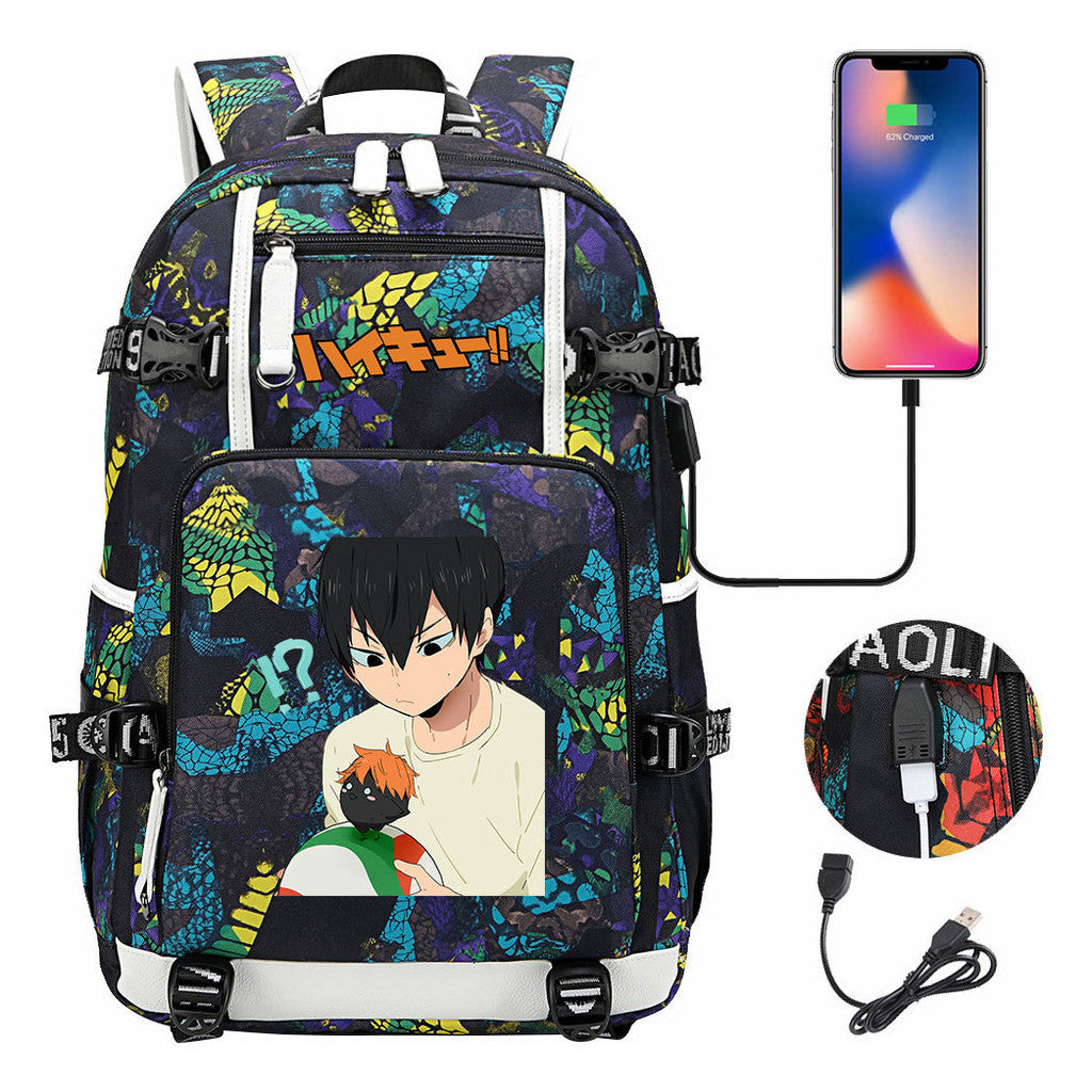 Volleyball Youth Usb Large Capacity Youth Student School Bag Men's And Women's Leisure Travel Backpack