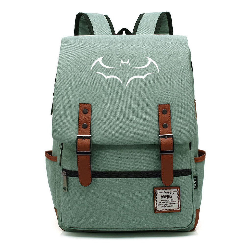 Superhero Batman Print Youth Student Backpack Casual Belt Buckle Classic Backpack