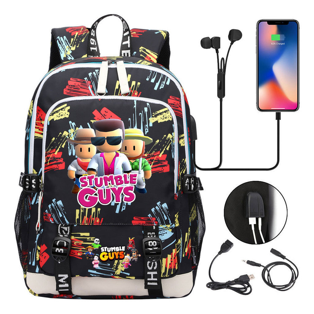 Printed Student Backpack Usb Leisure Backpack