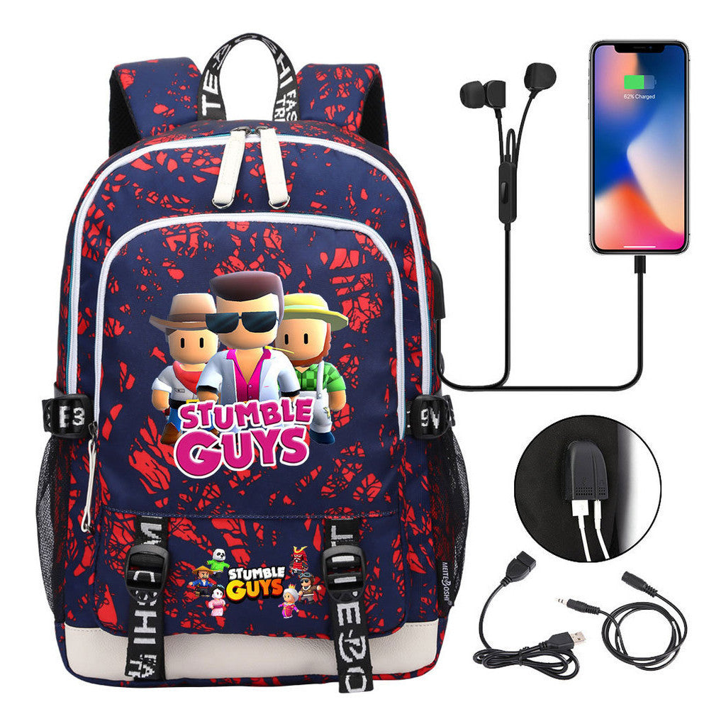 Printed Student Backpack Usb Leisure Backpack