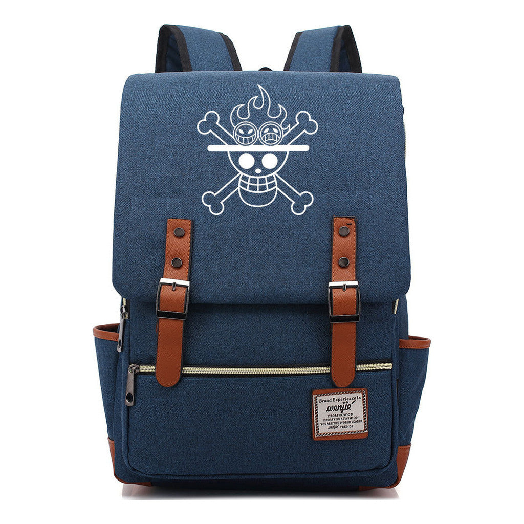 Anime One Piece King Luffy Printed Youth Student School Bag Men's And Women's Casual Belt Buckle Classic Backpack