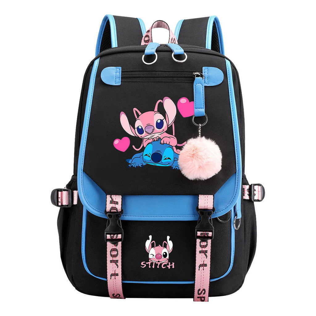 Interstellar Baby Stitch Usb Backpack For Boys And Girls Casual Woven Strap Flip Backpack