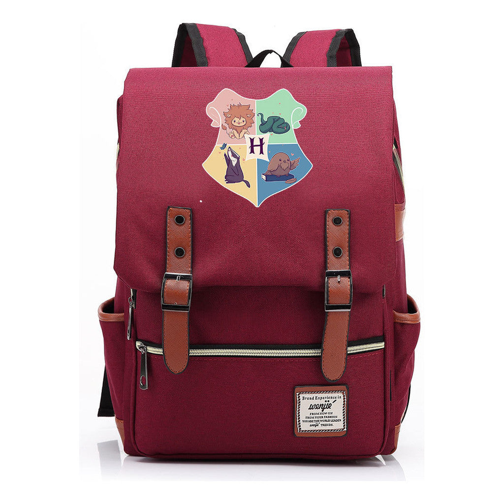 School Of Magic Printed Schoolbags For Young Students, Casual Belt Buckles And Classic Backpacks