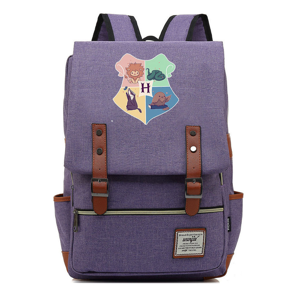 School Of Magic Printed Schoolbags For Young Students, Casual Belt Buckles And Classic Backpacks