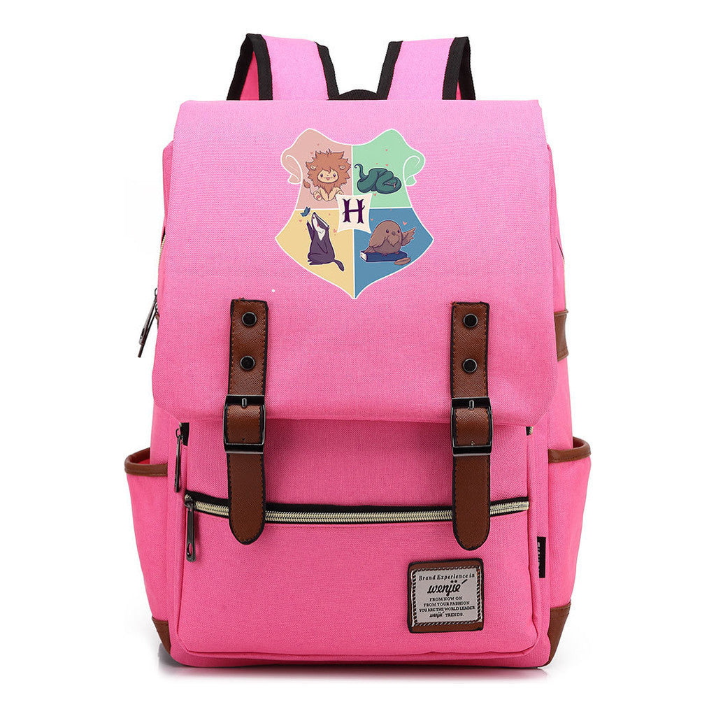 School Of Magic Printed Schoolbags For Young Students, Casual Belt Buckles And Classic Backpacks