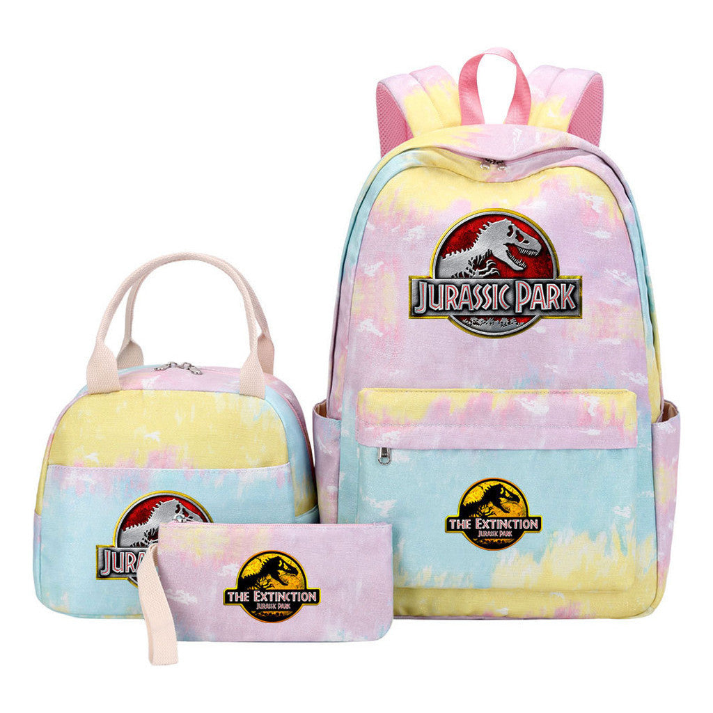 Jurassic Park Dinosaur Youth School Bag Lunch Bag Three Piece Set Backpack Set