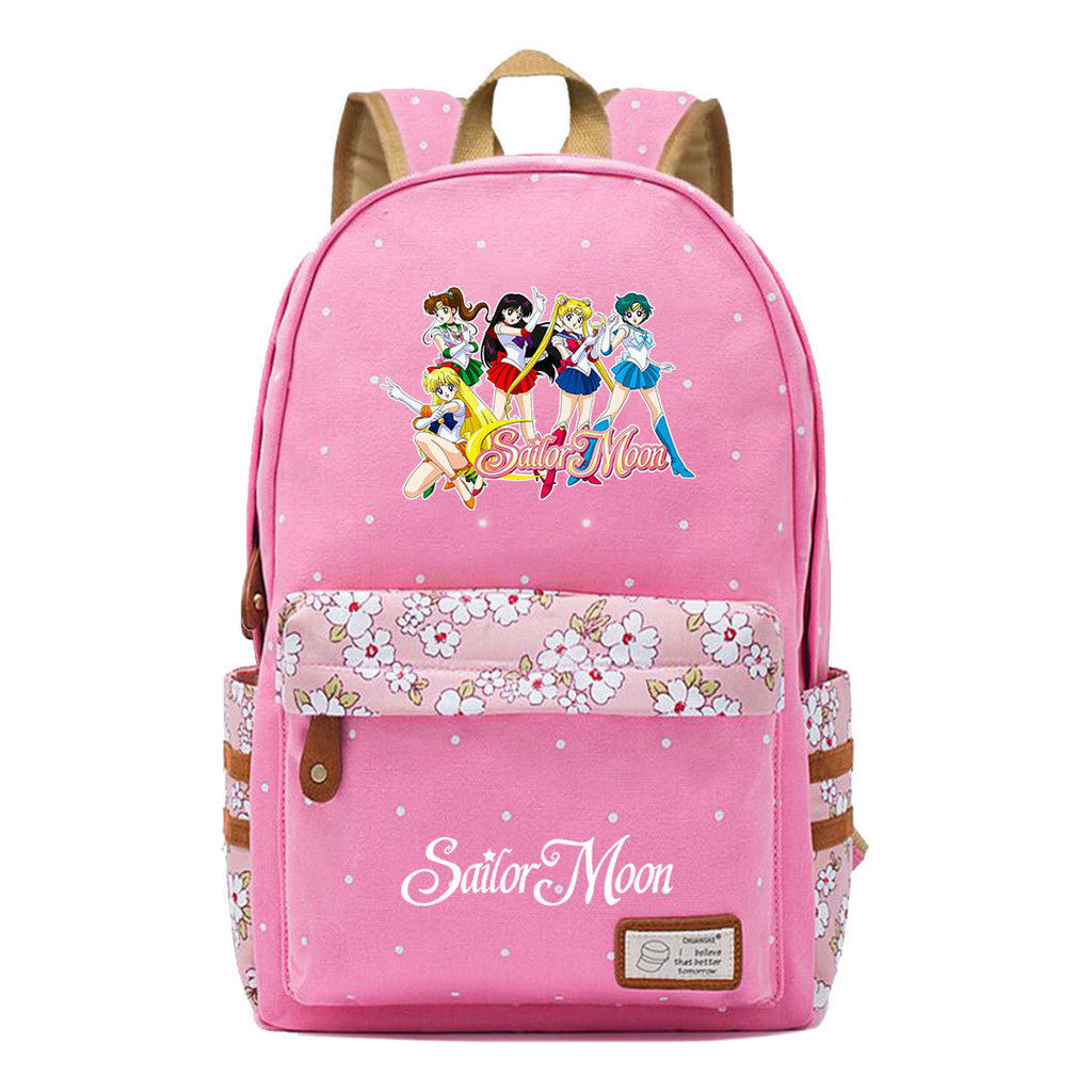 Anime Beauty Girl Warrior Youth School Bag Fragmented Flower Leisure Backpack