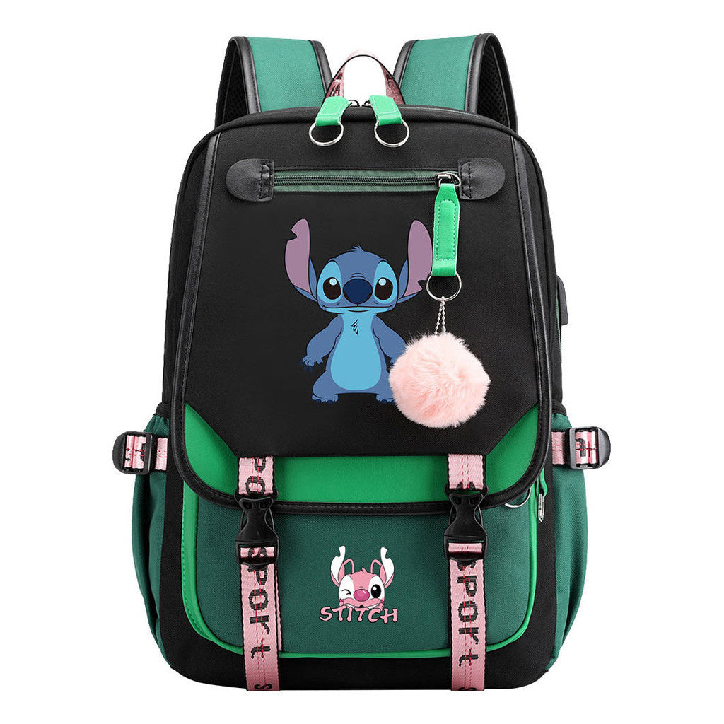 Usb Student Backpack Men's And Women's Casual Woven Strap Flip Backpack