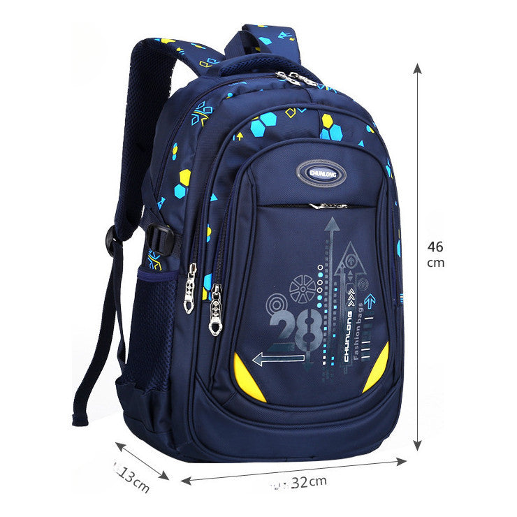 Student Male Splash Proof And Load Reducing Children's Backpack Nylon Backpack
