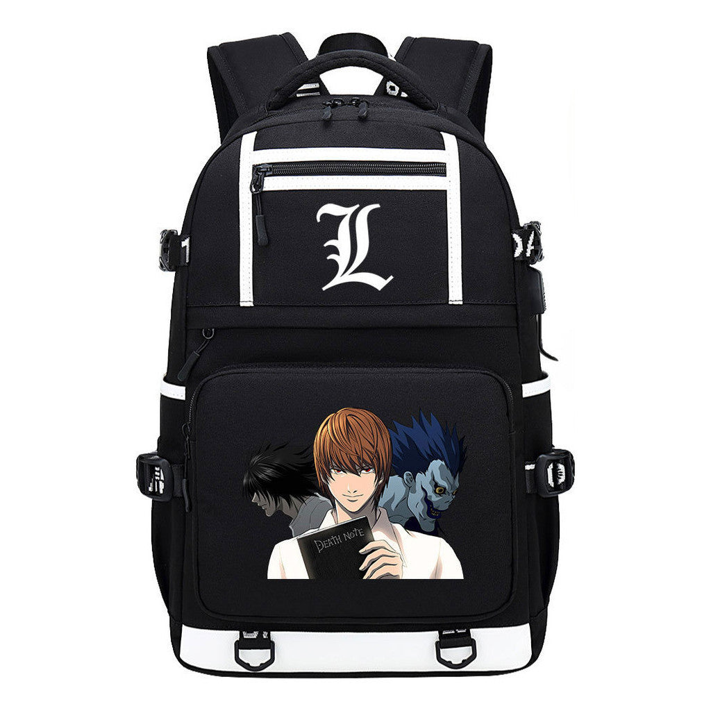 Cartoon Comics Death Note Printed Usb Youth Student Backpack Men's And Women's Leisure Travel Backpack