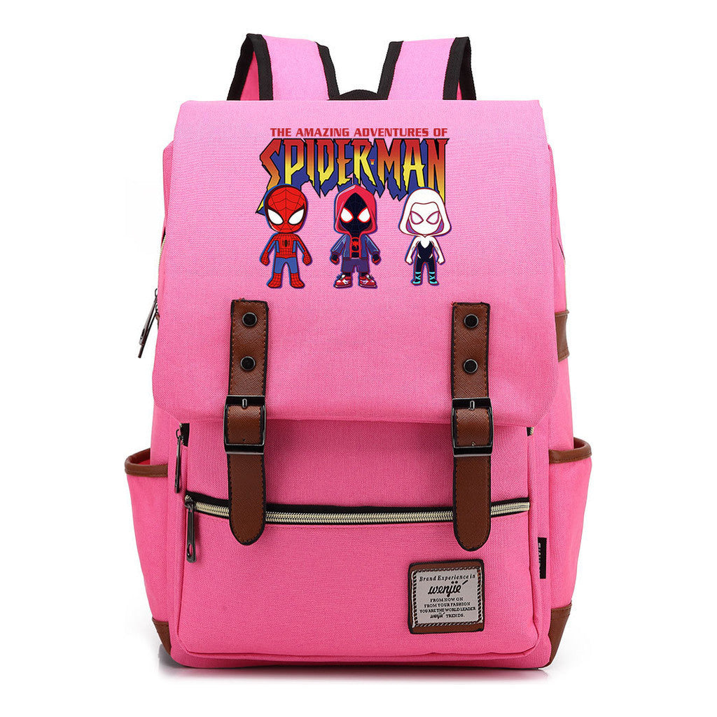 Superhero Print Youth Student Backpack For Men And Women, Casual Belt Buckle, Classic Backpack