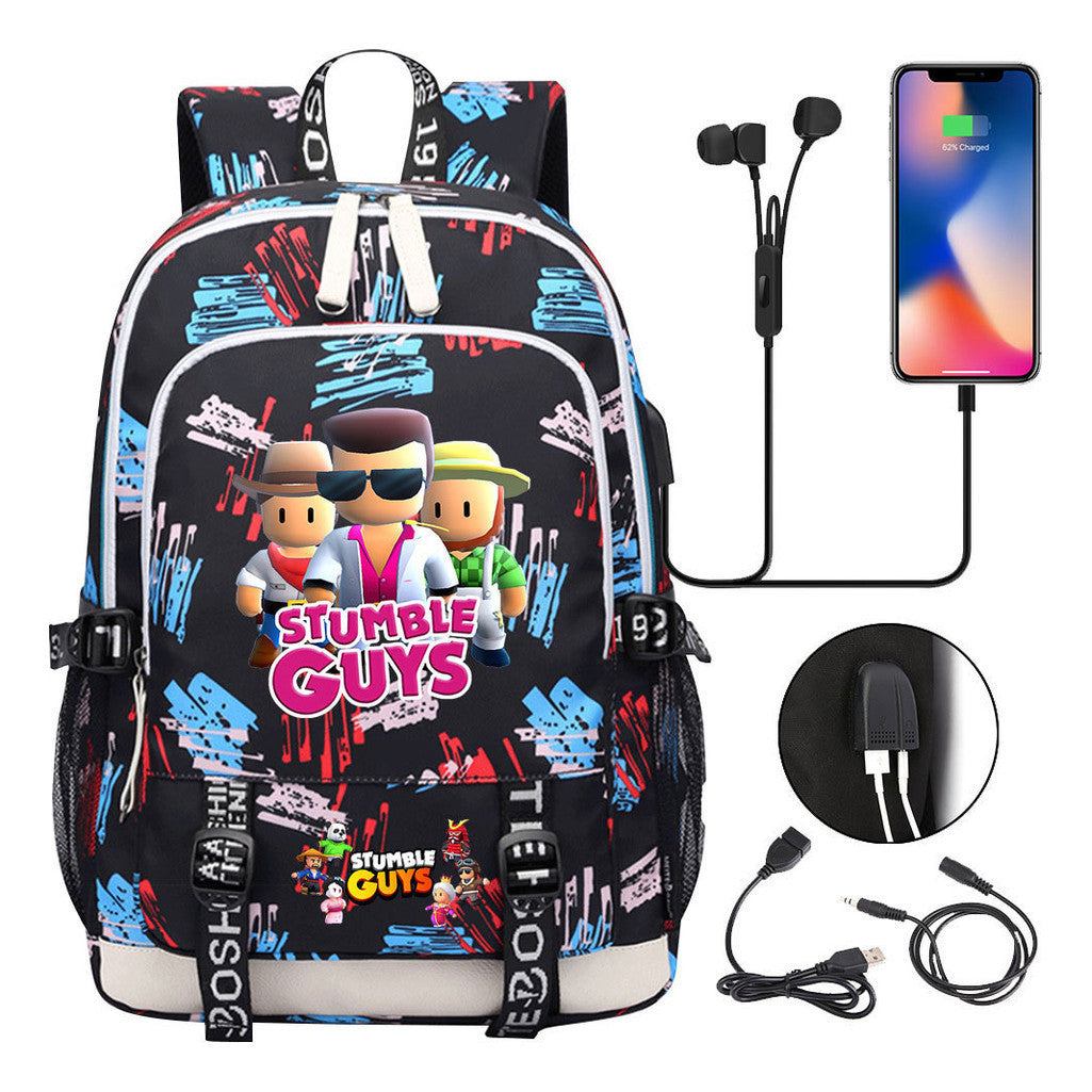 Printed Student Backpack Usb Leisure Backpack