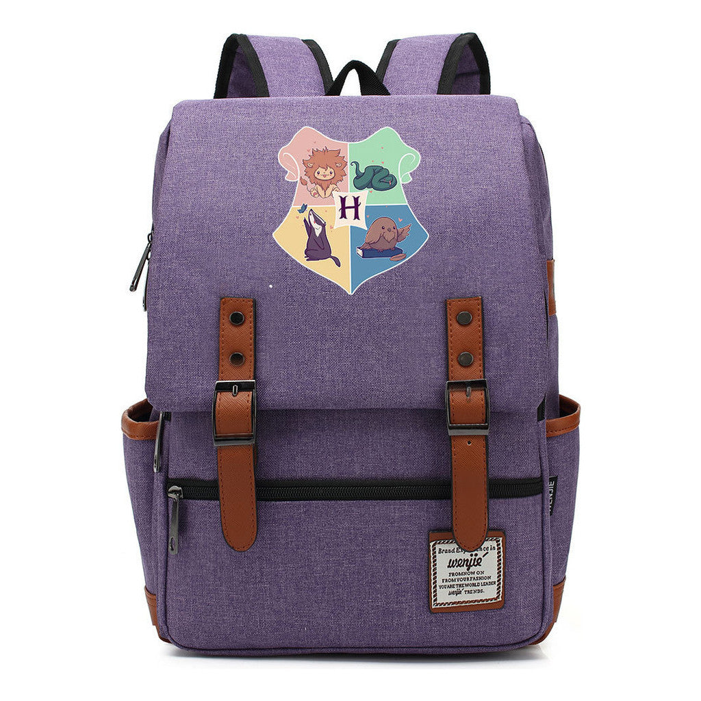School Of Magic Printed Schoolbags For Young Students, Casual Belt Buckles And Classic Backpacks