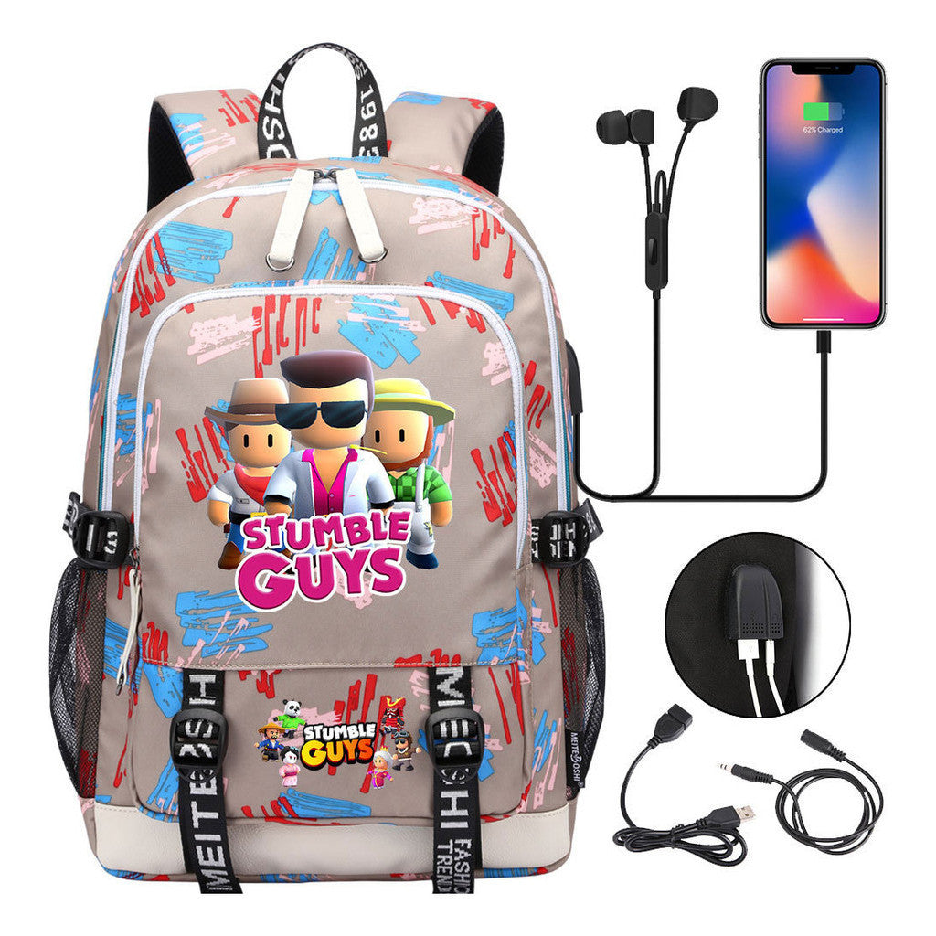 Printed Student Backpack Usb Leisure Backpack