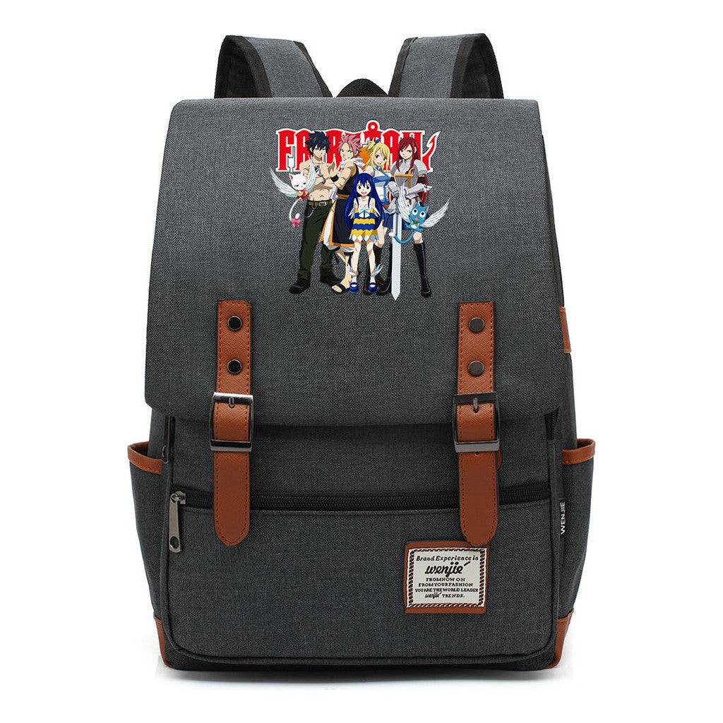 Printed Student Backpack With Casual Belt Buckle, Classic Backpack