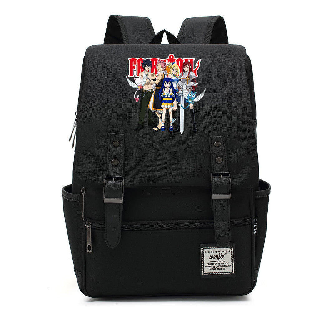 Printed Student Backpack With Casual Belt Buckle, Classic Backpack