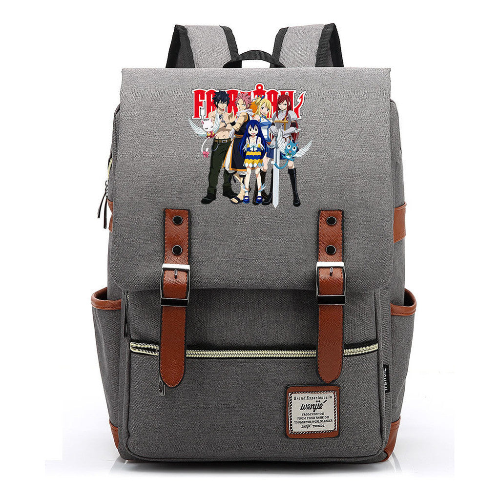 Printed Student Backpack With Casual Belt Buckle, Classic Backpack