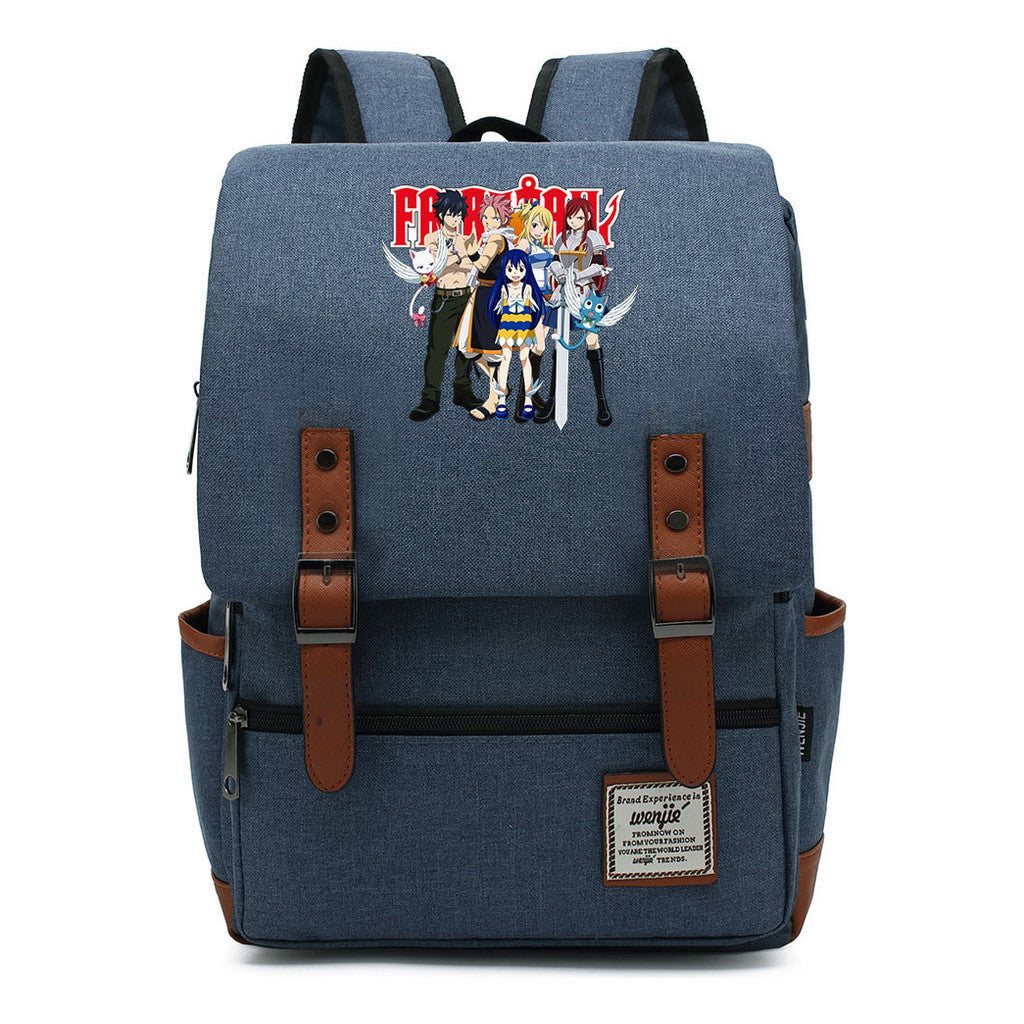 Printed Student Backpack With Casual Belt Buckle, Classic Backpack