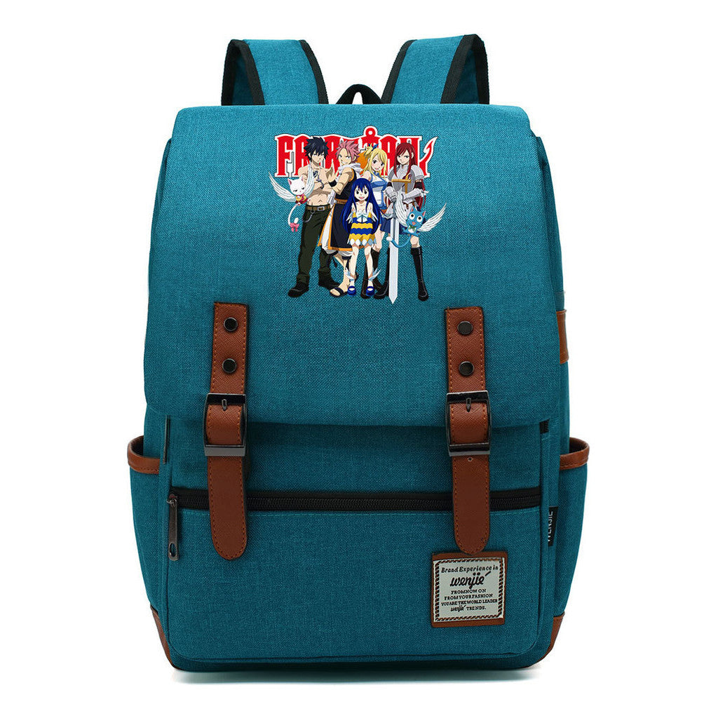 Printed Student Backpack With Casual Belt Buckle, Classic Backpack