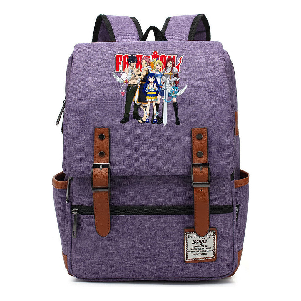 Printed Student Backpack With Casual Belt Buckle, Classic Backpack