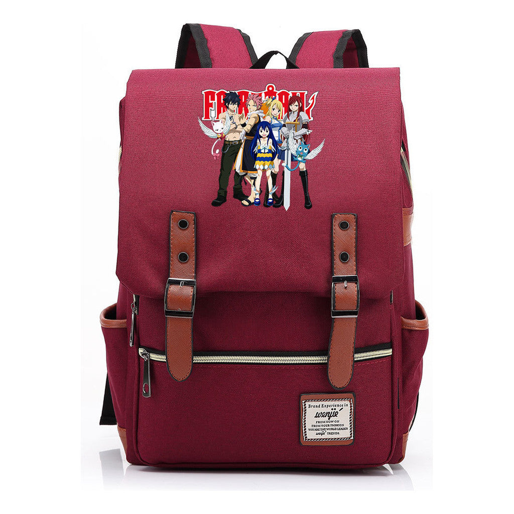 Printed Student Backpack With Casual Belt Buckle, Classic Backpack