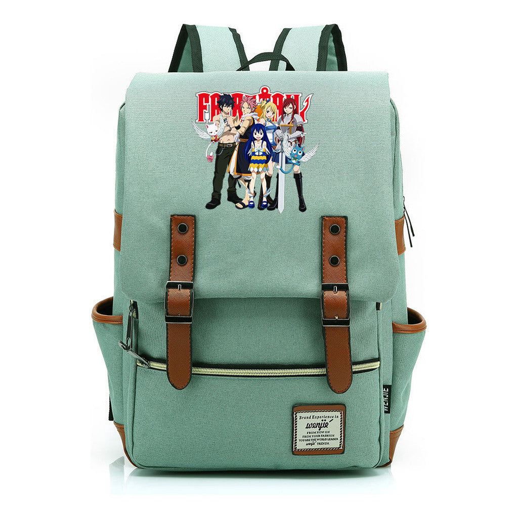 Printed Student Backpack With Casual Belt Buckle, Classic Backpack