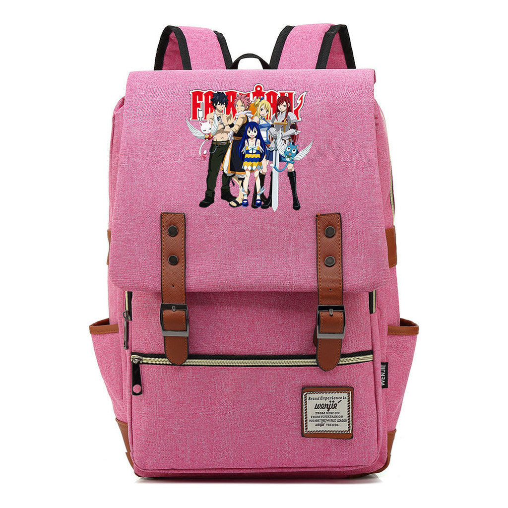 Printed Student Backpack With Casual Belt Buckle, Classic Backpack