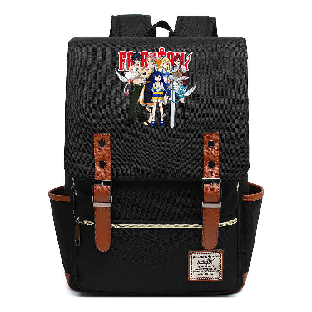 Printed Student Backpack With Casual Belt Buckle, Classic Backpack