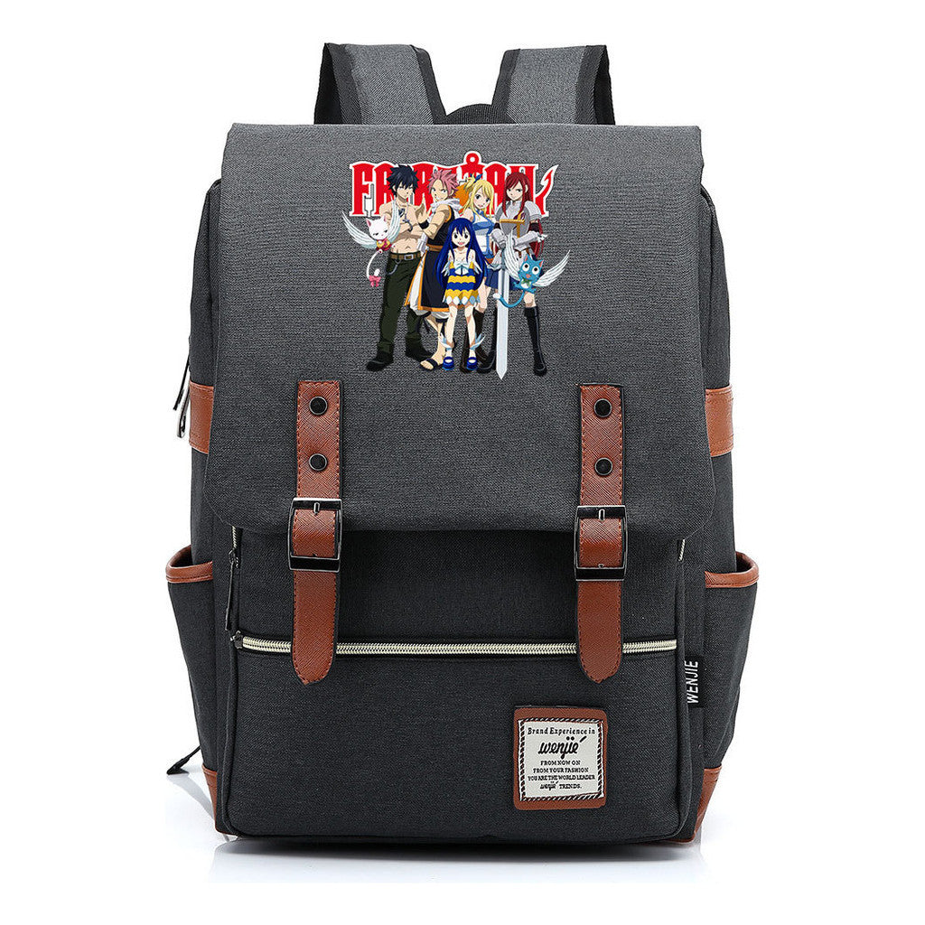 Printed Student Backpack With Casual Belt Buckle, Classic Backpack