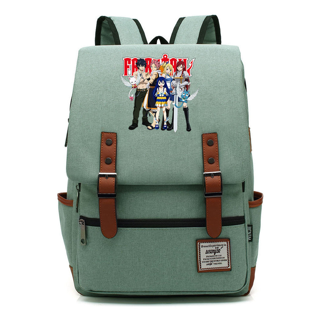 Printed Student Backpack With Casual Belt Buckle, Classic Backpack