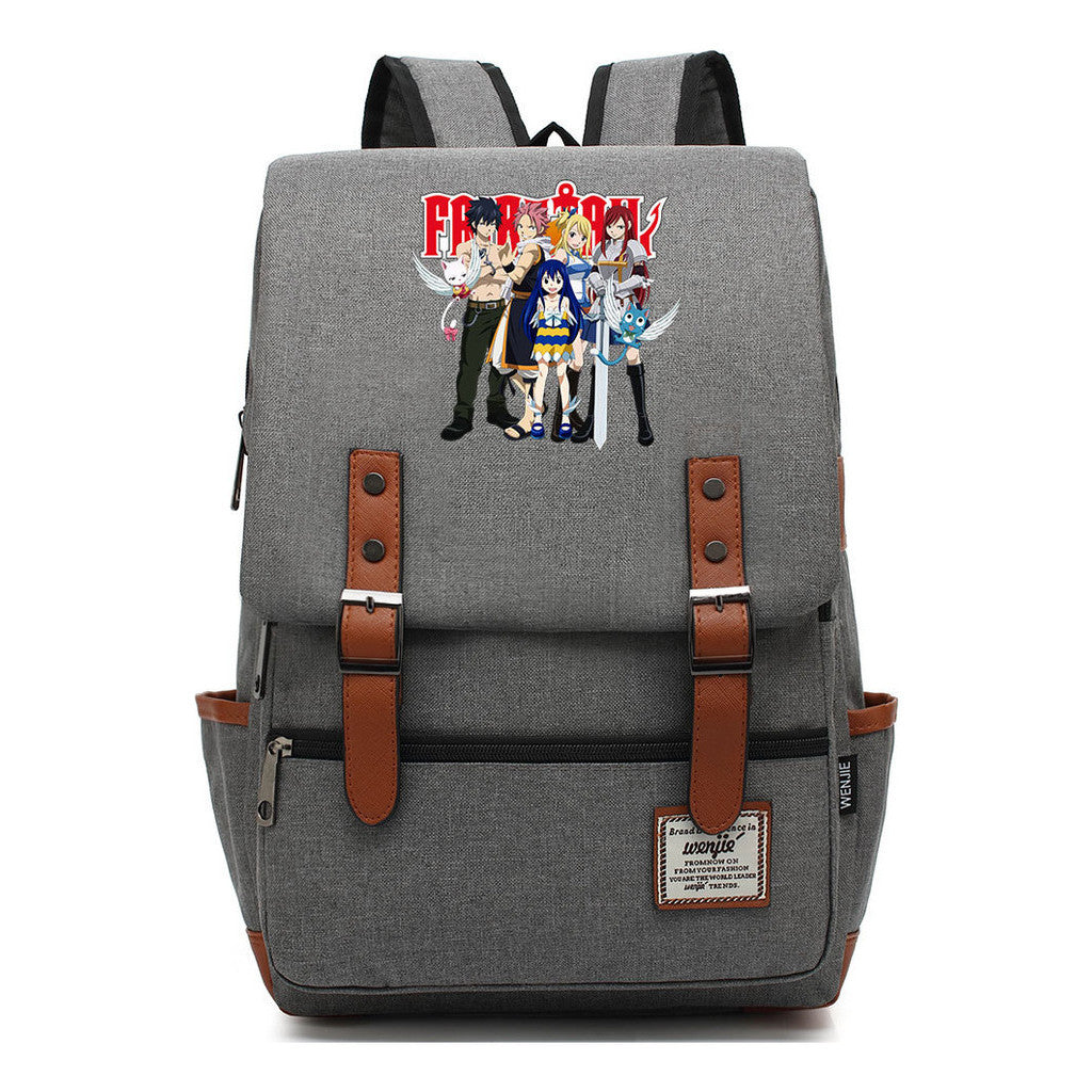 Printed Student Backpack With Casual Belt Buckle, Classic Backpack
