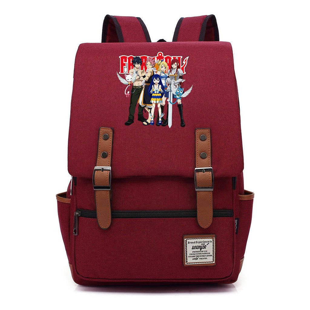 Printed Student Backpack With Casual Belt Buckle, Classic Backpack