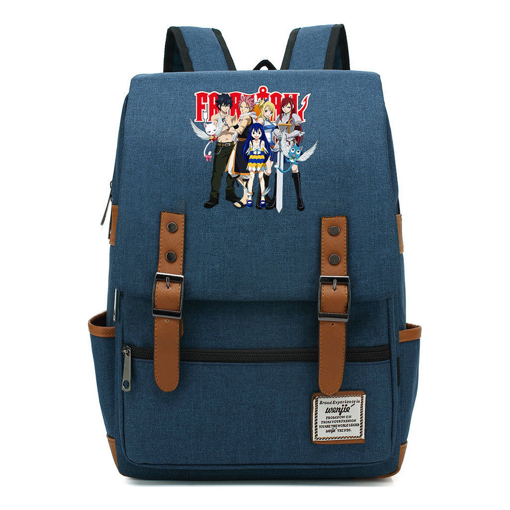 Printed Student Backpack With Casual Belt Buckle, Classic Backpack