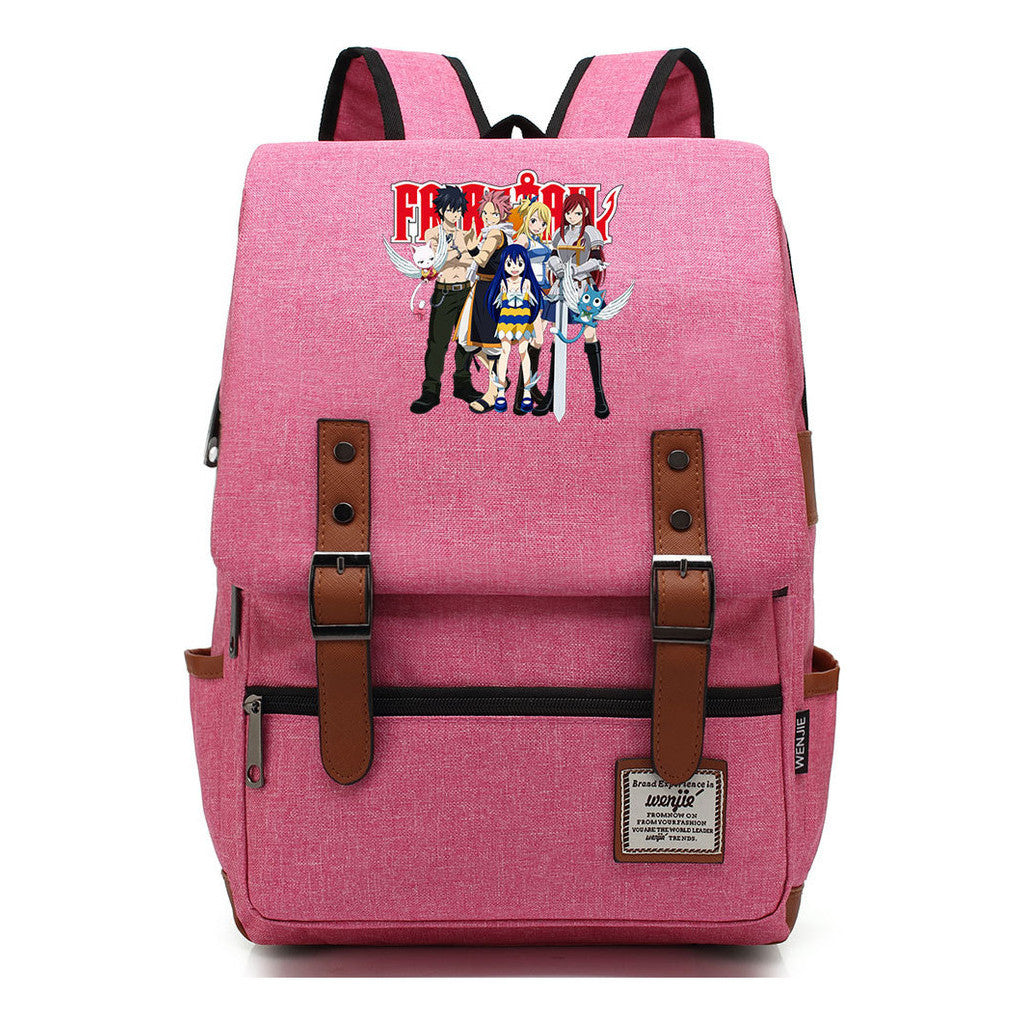 Printed Student Backpack With Casual Belt Buckle, Classic Backpack