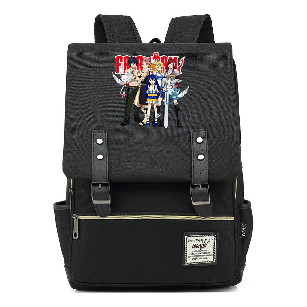 Printed Student Backpack With Casual Belt Buckle, Classic Backpack