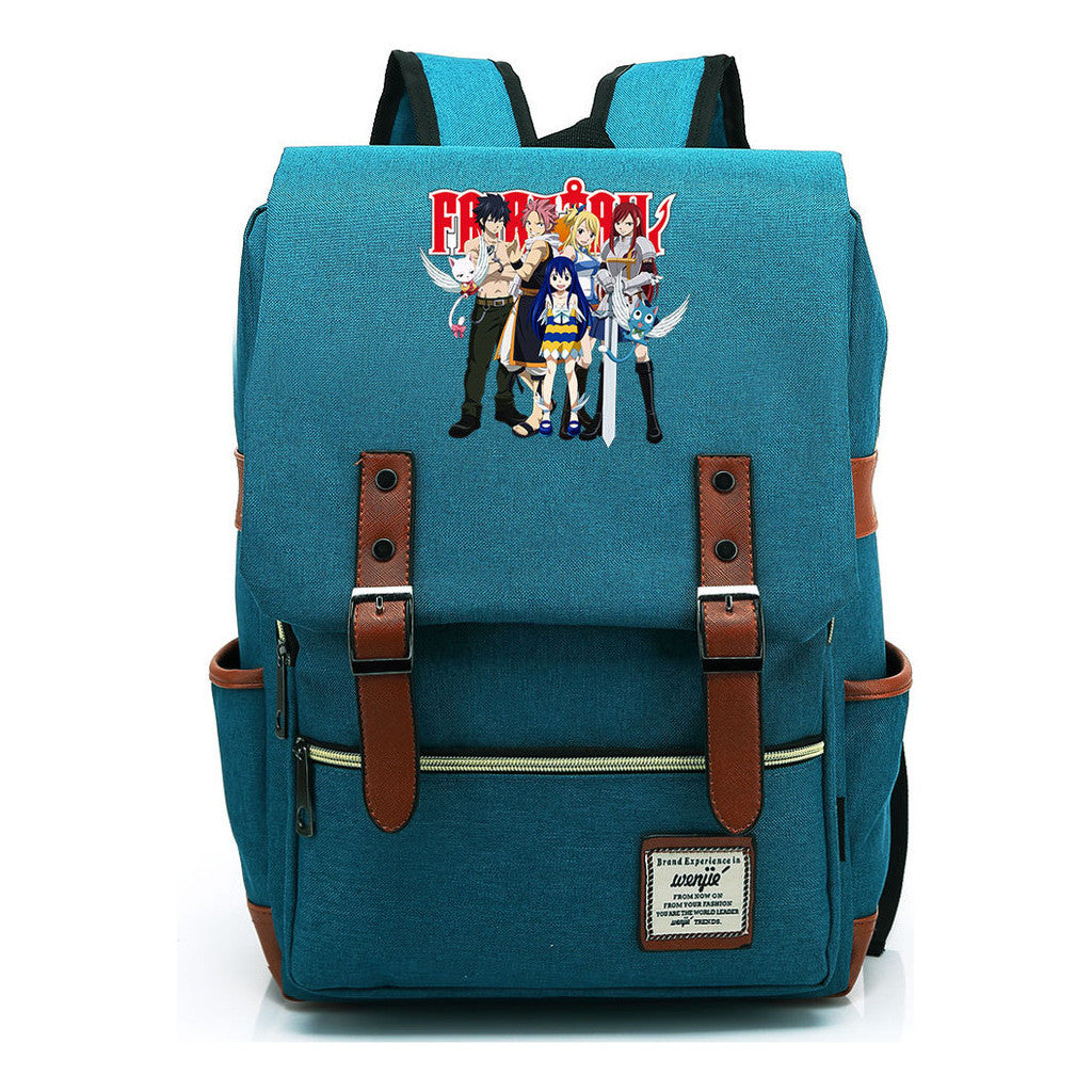 Printed Student Backpack With Casual Belt Buckle, Classic Backpack