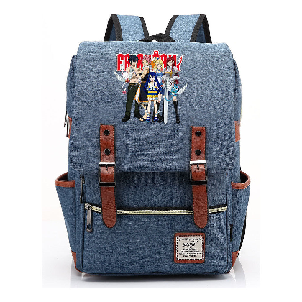 Printed Student Backpack With Casual Belt Buckle, Classic Backpack