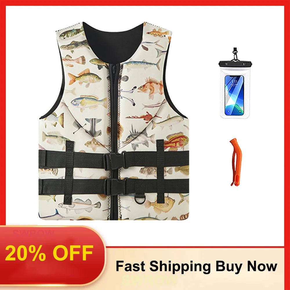 adult Neoprene Life Jacket, Super Buoyant For Water Use