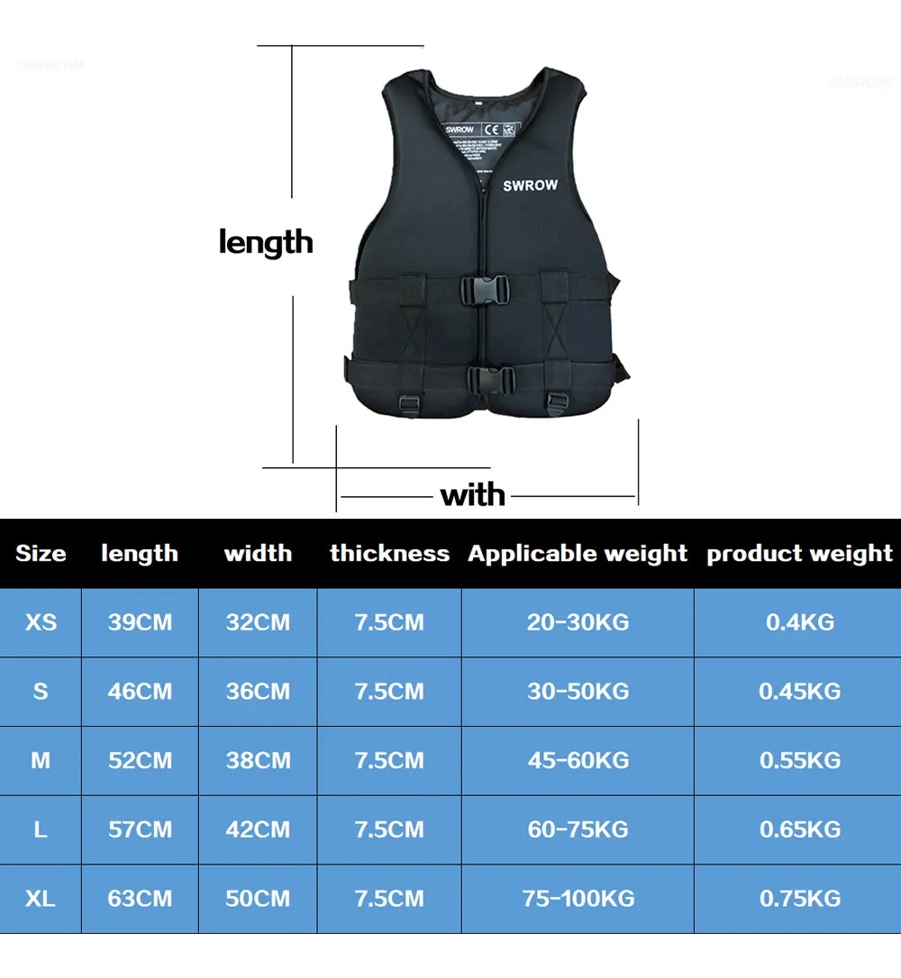 portable Adult Children Life Jacket Neoprene Life Jacket