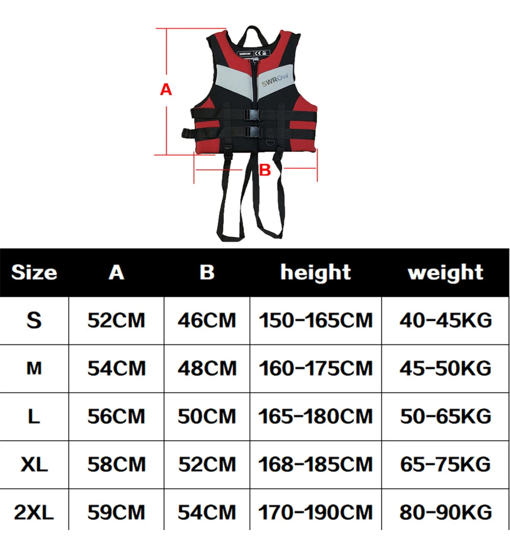 adult Life Jacket Neoprene Safety Life Vest Water Sports
