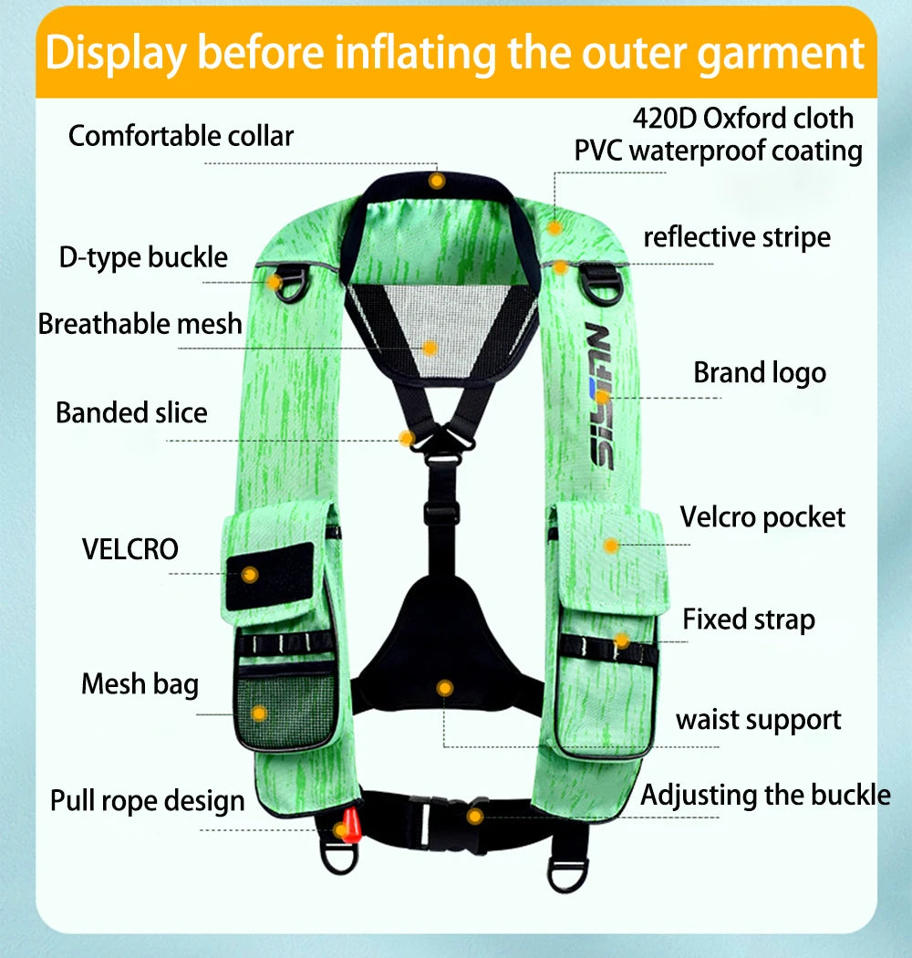 portable Self-inflating Life Jacket Adult Life Jacket