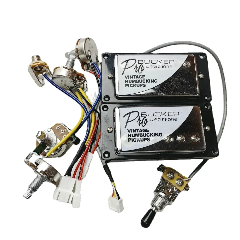 1 Set ProBucker Alnico Bridge&Neck Pickups with Pro Wiring Harness Pots&3 Way Switches for Electric guitar Chrome